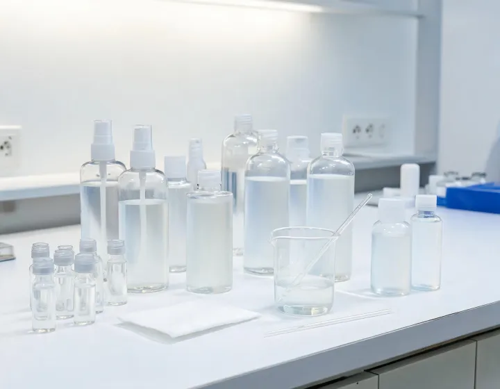 Facial Toner Sourcing on a cosmetics bench, illustration only