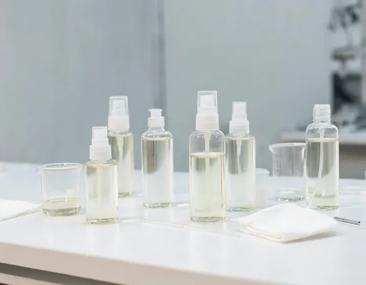 oily skin toner on a cosmetics bench, illustration only